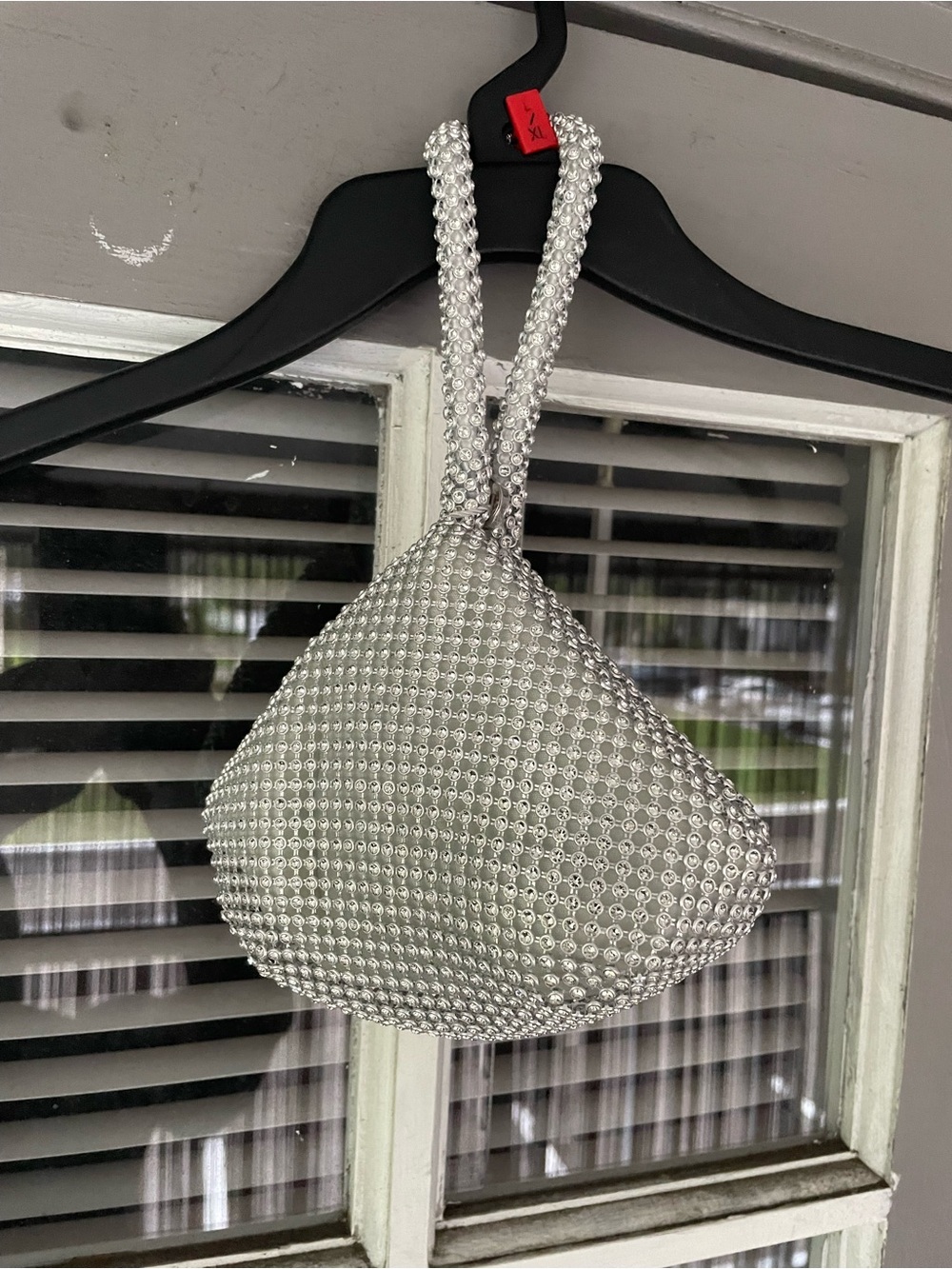 Silver Rhinestone Wristlet Bag - Elegant Evening Clutch